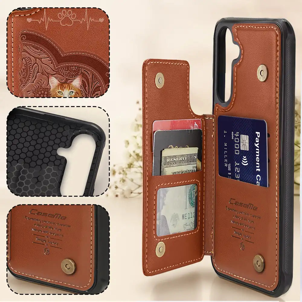 Pet Lovers,Dog Lovers,Cat Lovers - Cute Dogs And Cats Aesthetic Pattern - Personalized Leather Flip Wallet Phone Case