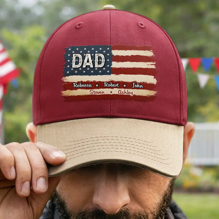 Stars & Stripes US Flag American Dad Grandpa - Personalized Two Tone Cap