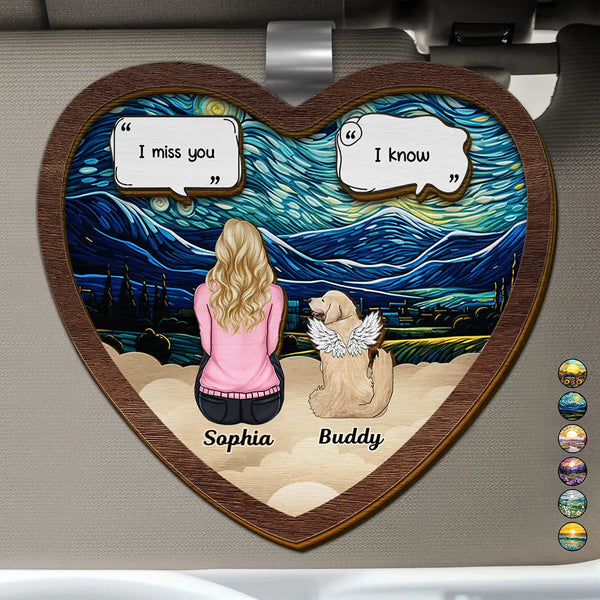 I Miss You Memorial Dog Cat - Personalized Custom Shaped Car Visor Clip