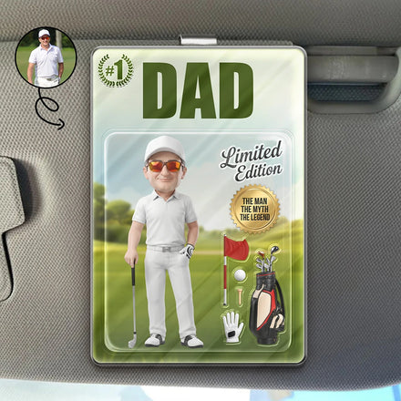 Custom Photo Toybox Figure Golf Dad Grandpa Limited Edition - Personalized Custom Shaped Acrylic Car Visor Clip
