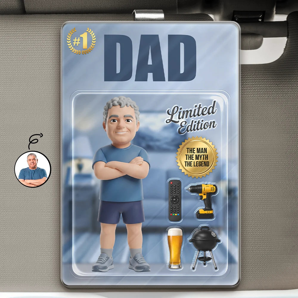 Gift For Husband,Gift For Yourself,Gift For Men,Gift For Father,Gift For Grandpa,Non-Eng,Photo - Toybox Figure,Humorous - Custom Photo Toybox Figure Dad Grandpa Limited Edition - Personalized Custom Shaped Acrylic Car Visor Clip