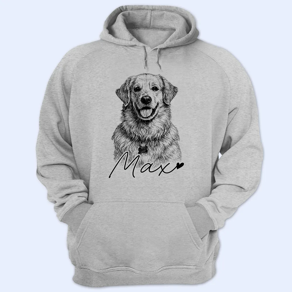 Custom Photo,Family,Pet Lovers,Happy,Gift For Bestie,Non-Eng,Photo - Pencil Sketch,Playful - Custom Photo Pencil Sketch Family Besties Dog Cat Portrait - Personalised T Shirt