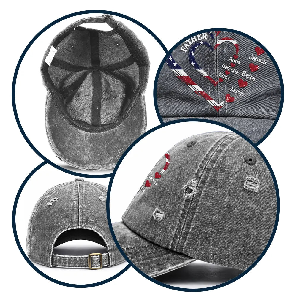 Happy,Gift For Father,Gift For Grandpa,Gift For Men,Independence Day,America 250th,Icon,Adorable - Grandpa's Daddy's Sweethearts Independence Day - Personalized Distressed Cap