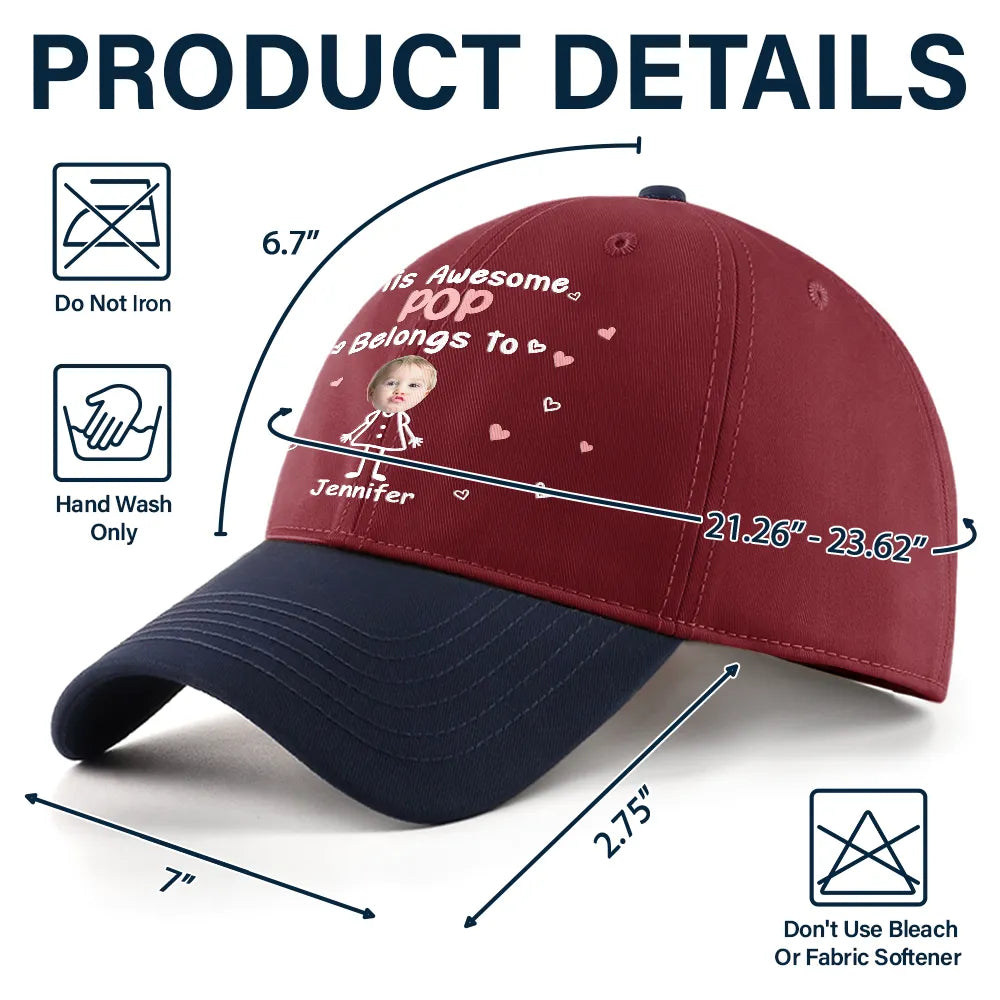 Happy,Gift For Father,Gift For Grandpa,Gift For Men,Photo,Adorable - Custom Photo This Awesome Dad Grandpa Belongs To - Personalized Two Tone Cap