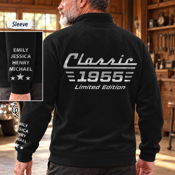 Car,Custom Text,Gift For Men,Gift For Yourself,Gifts For Him,Happy,Truck - Vintage Gift For Him, Dad, Husband, Grandpa - Personalized Classic Car Limited Edition Quarter Zip Sweatshirt