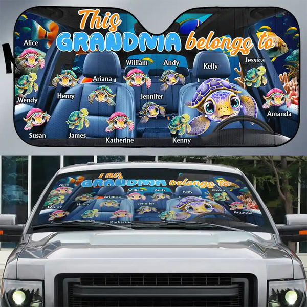 This Grandma Belongs To Turtle Summer Up To 20 Version - Personalized Auto Sunshade