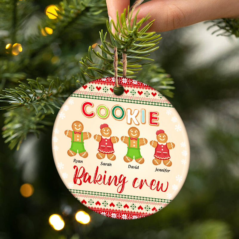 Cookie Baking Crew - Christmas Gift - Personalized Custom Circle Ceramic Ornament