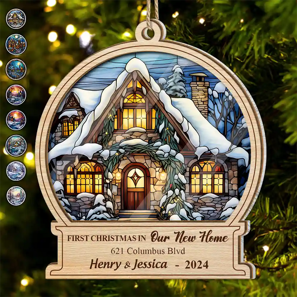 Family - First Christmas In Our New Home - Personalized Suncatcher Ornament