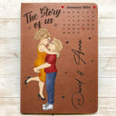 Gift For Couples, Gift For Husband, Gift For Boyfriend, Gift For Wife, Gift For Girlfriend - Calendar The Story Of Us Couples - Personalized Leather Journal