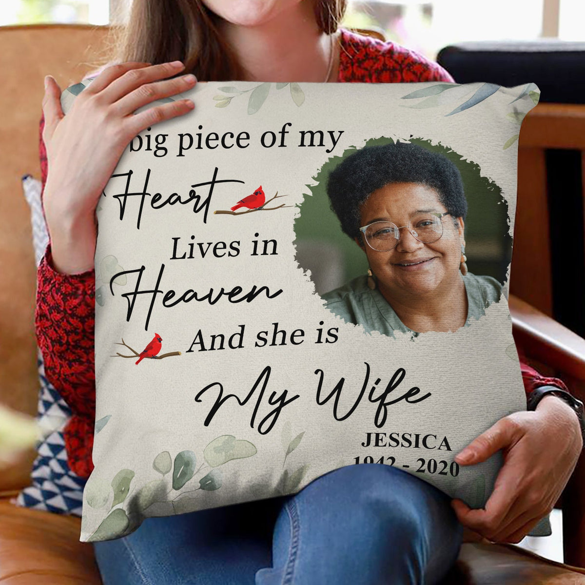 Custom Photo A Big Piece Of My Heart - Memorial Gift - Personalized Pillow