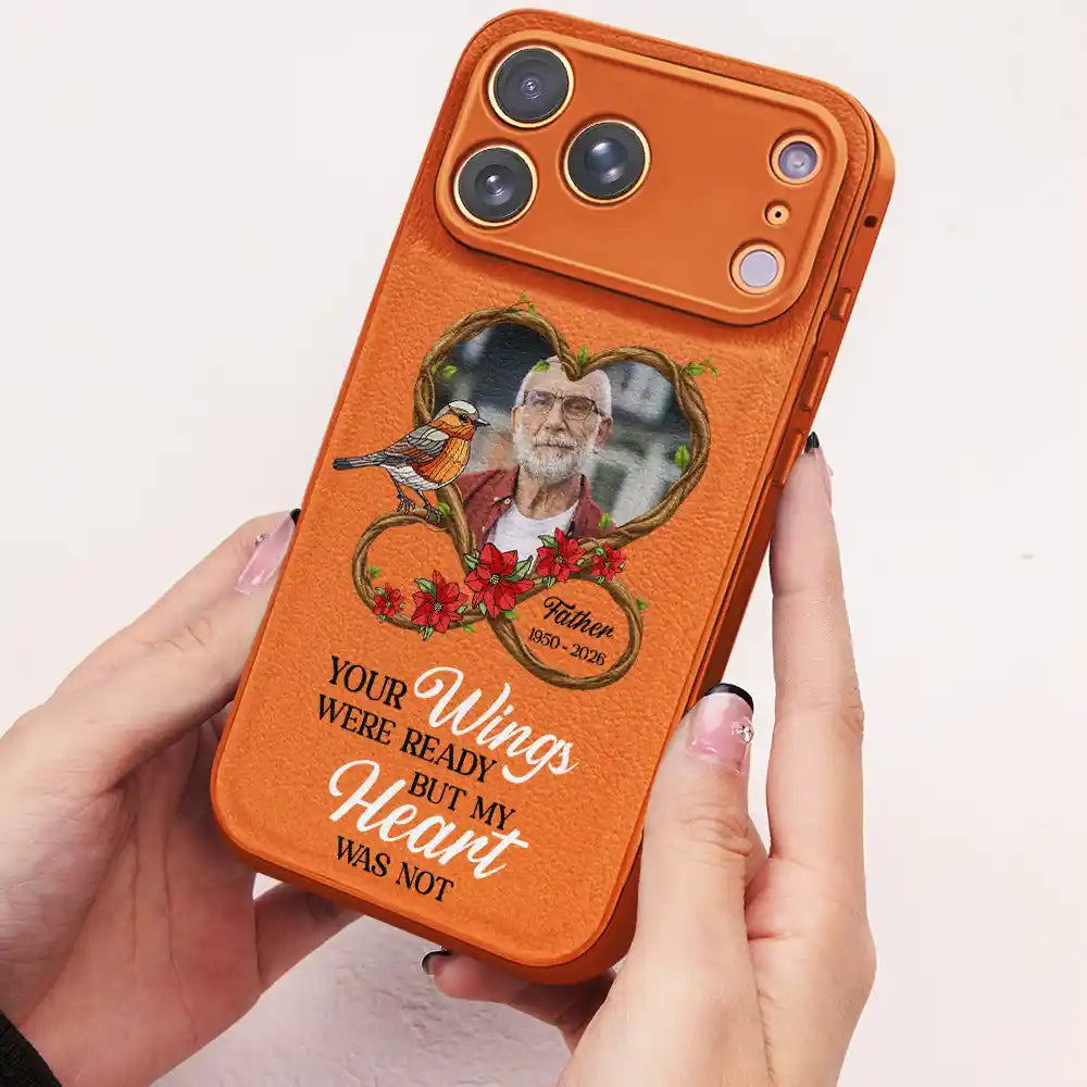 Memorial,Gift For Yourself,Gift For Men,Gift For Women,Sad,Non-Eng,Photo,Vector - Custom Photo A Big Piece Of My Heart Lives In Heaven - Personalized Leather Phone Case