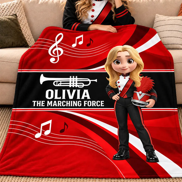 Christmas,Happy,Top Market,Vector - Christmas Gift For Son, Grandson, Daughter, Granddaughter - Personalized Music Marching Band Fleece Blanket, Sherpa Blanket