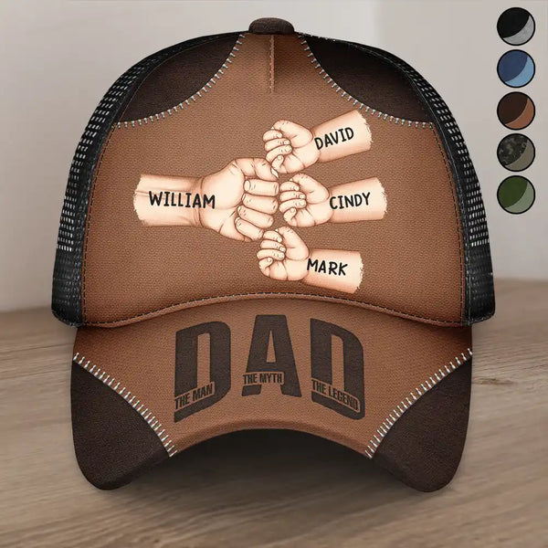 Gift For Father,Funny - Dad Kid First Bump The Man The Myth The Legend - Personalized Mesh-back Casual Cap