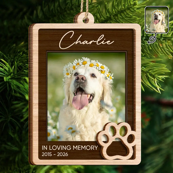 Christmas, Custom Photo, Memorial, Pet Lovers, Pet Memorial, Sympathetic, Upload Full Photo - Pet Memorial Christmas Gift - Personalized Custom Photo In Loving Memory 2-Layered Wooden Ornament