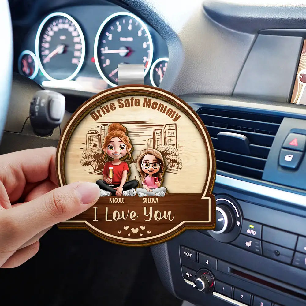 Gift For Mother,Gift For Father,Family - Drive Safe Daddy Mommy We Love You - Personalized Custom Shaped Car Visor Clip