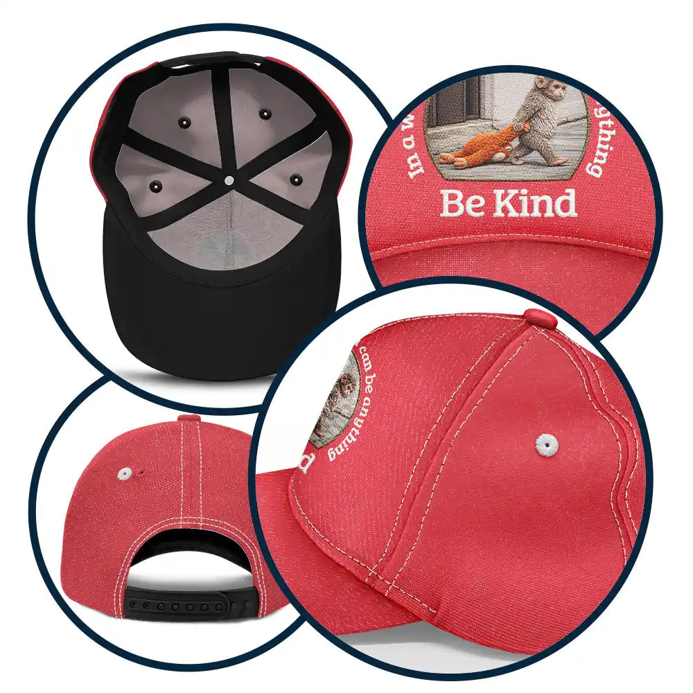 Punch Monkey,Gift For Yourself,Love,Gift For Bestie,Gift For Women,Gift For Men - Embroidery Effect In A World Where You Can Be Anything Be Kind - Personalized Classic Cap