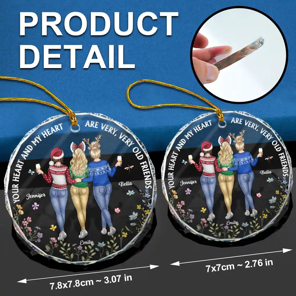 Christmas,Gift For Bestie,Funny - Entertained By Us As Us Friends - Personalized Circle Glass Ornament
