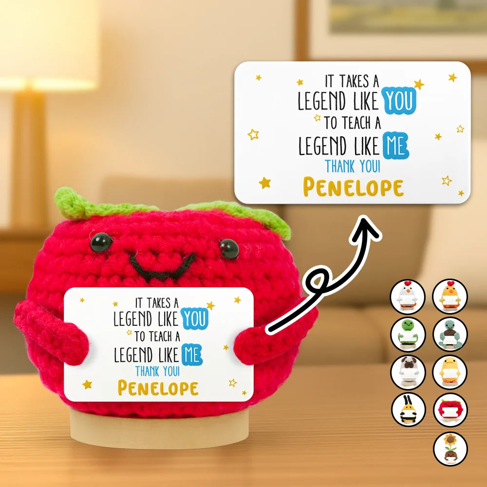 Excellent Teacher Highly Recommended - Personalized Doll Crochet With Custom Card