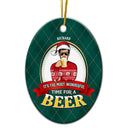 Most Wonderful Time Beer - Christmas Gifts - Personalized Custom Oval Ceramic Ornament