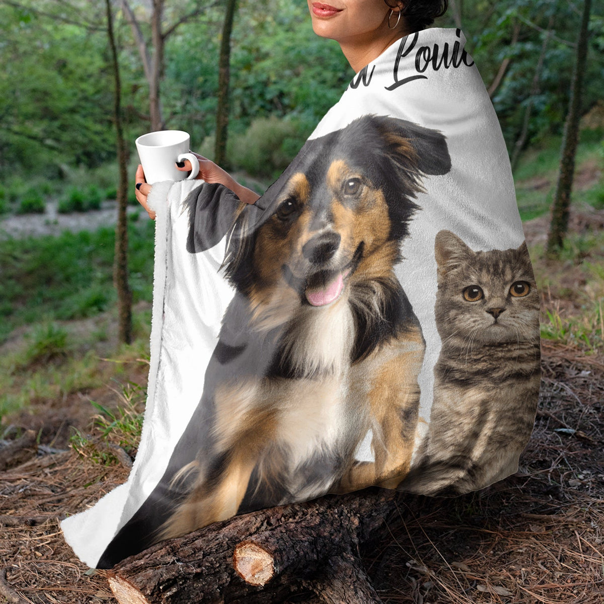 Custom Photo & Name Pet Blanket - Gift For Pet Lovers - Personalized Fleece Blanket
