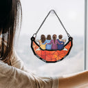 Besties Friends Sitting On The Moon - Personalized Window Hanging Suncatcher Ornament