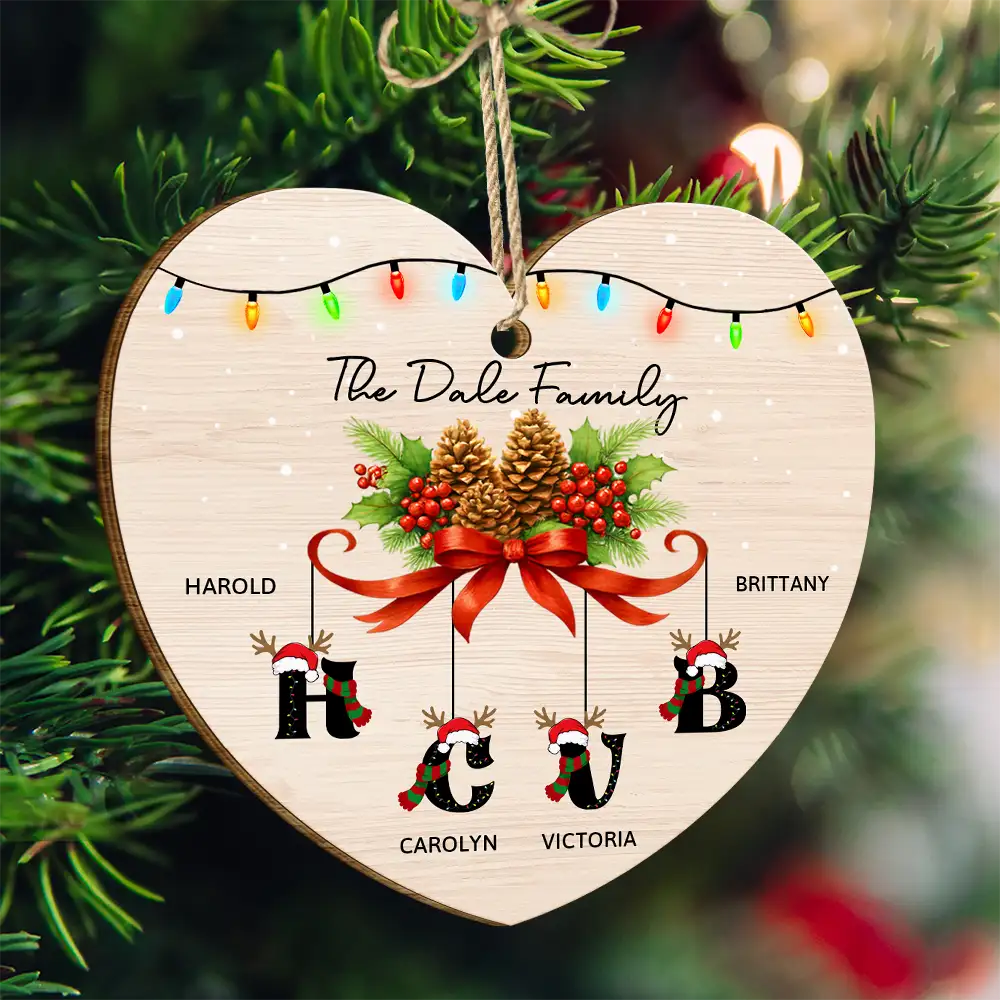 Family Alphabet - Personalized Custom Shaped Wooden Ornament
