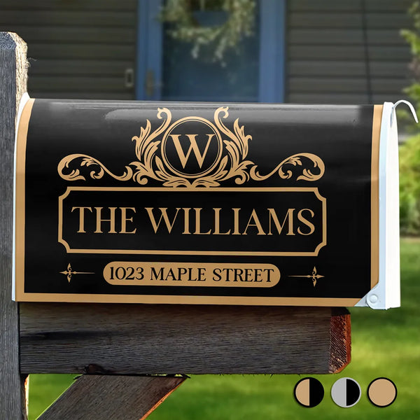 Family,Happy - Family Monogram With Address Vintage Decor - Personalized Mailbox Cover