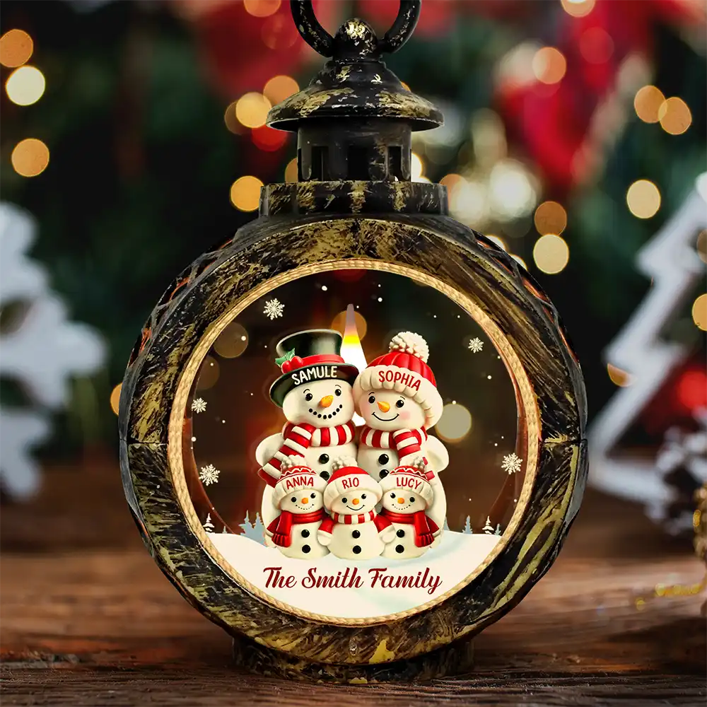 Family Snowman - Personalized Candlelight Lantern Ornament