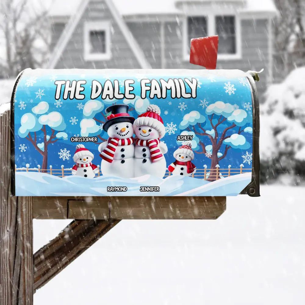 Family Snowman - Personalized Mailbox Cover