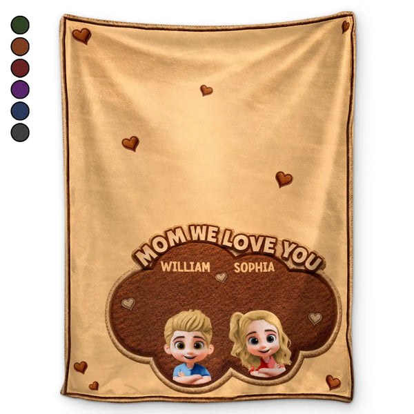 Gift For Grandma,Gift For Grandpa,Grandpa - Grandkids,Grandma - Grandkids,Gift For Women,Gift For Men,Happy - Faux Embroidery Effect Mom Grandma We Love You - Personalized Fleece Blanket, Sherpa Blanket