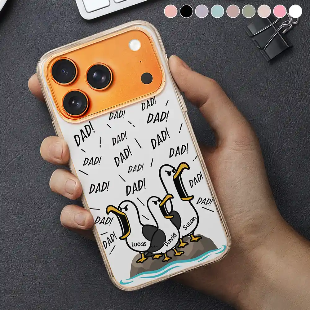 Gift For Grandpa,Gift For Father,Dad - Children,Grandpa - Grandkids,Mom - Children,Gift For Mother,Teacher,Non-Eng,Icon,Humorous - Funny Screaming Seagull - Personalized Clear Phone Case