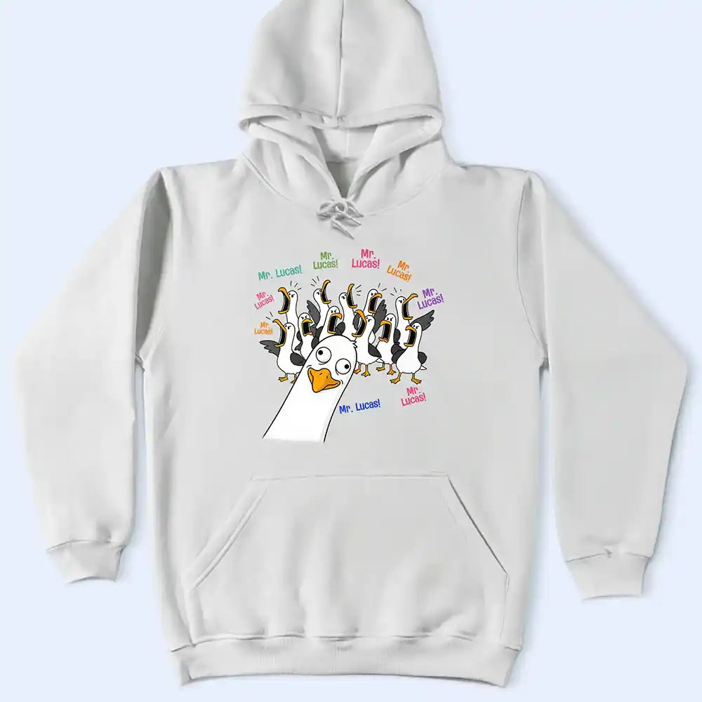 Teacher,Humorous,Back To School,Custom Text - Funny Seagull Teacher & Students - Personalized T Shirt