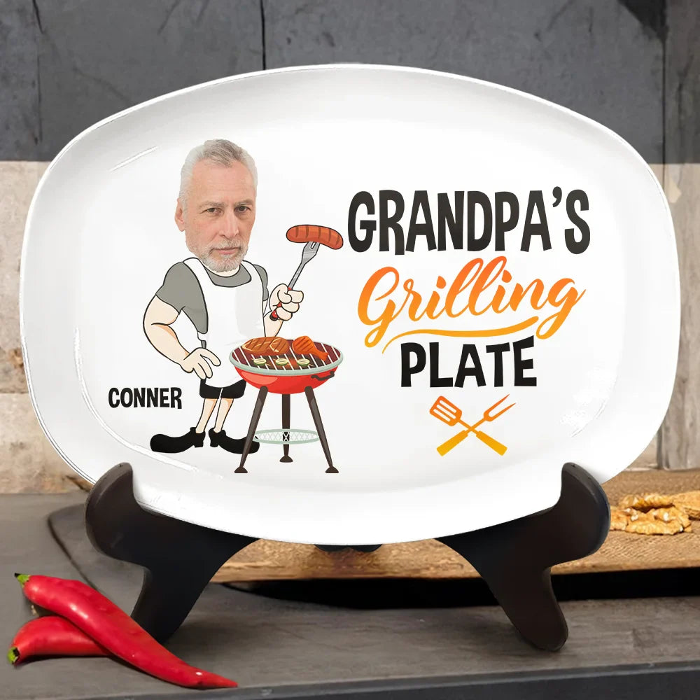 Custom Photo Daddy's Grilling Plate - Personalized Plate