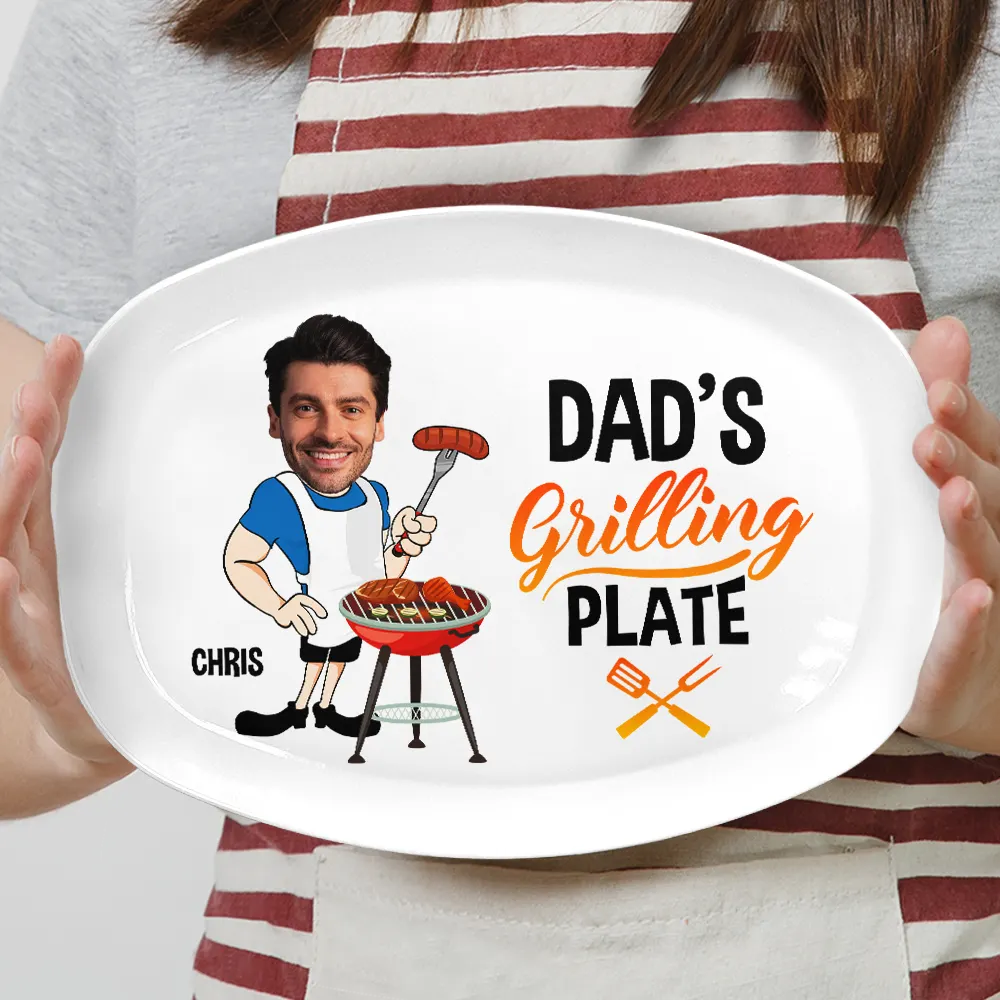 Custom Photo Daddy's Grilling Plate - Personalized Plate