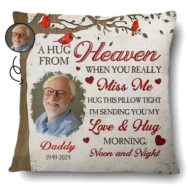 Custom Photo Memorial A Hug From Heaven - Personalized Pillow