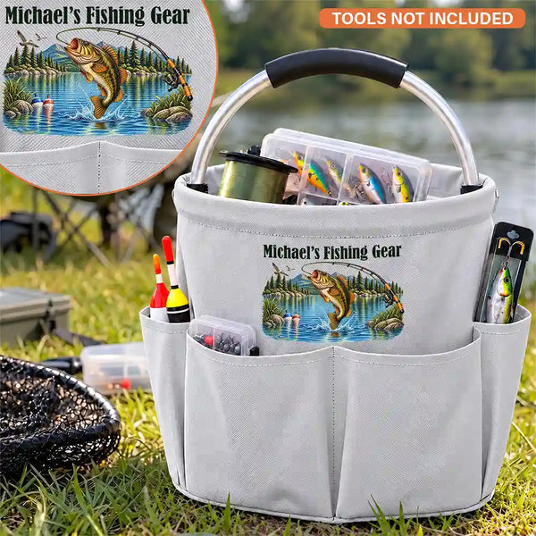 Fishing,Gift For Men,Gift For Yourself,Gifts For Him,Happy,Icon - Gift For Anglers Husband Dad - Personalized Fishing Gear Tool Bag