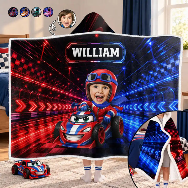 Car,Christmas,Custom Photo,Cut-Face Photo,Gift For Kids,Playful,Truck - Gift For Softball Player - Personalized Name Number Coquette Bow Wearable Hooded Blanket