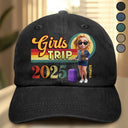 Travel, Summer, Beach, Gift For Bestie - Girls Trip Besties Vacation Travel - Personalized Vintage Washed Denim Cap