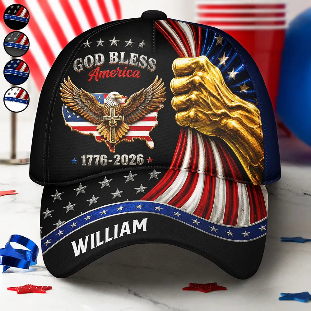 America 250th,Independence Day,Top Market,Gift For Yourself,Proud,Icon - God Bless America - Personalized Classic Cap