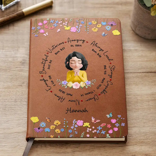 Christian,Gift For Women,Gift For Yourself,Gift For Wife,Gift For Girlfriend,Gift For Aunt,Gift For Mother,Gift For Grandma,Gift For Daughter,Gift For Sisters - God Says I Am 3D Praying Women - Personalized Leather Journal