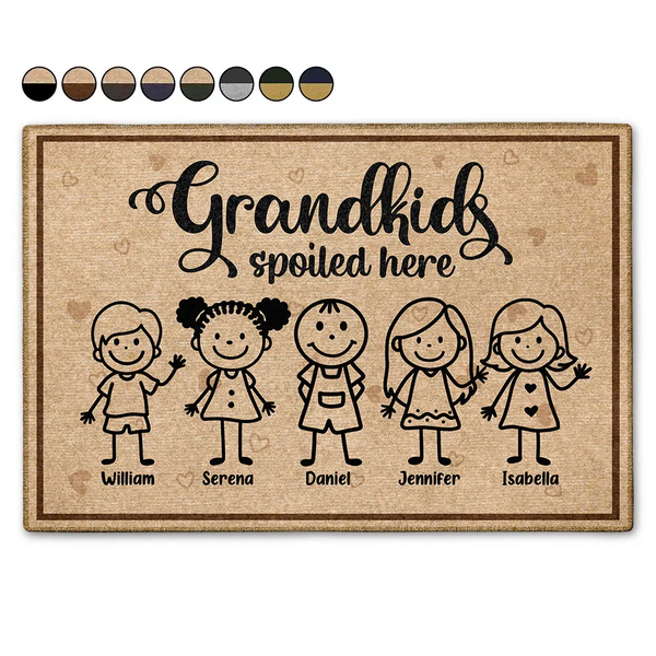 Gift For Grandpa,Gift For Grandma,Gift For Grandparents,Happy - Grandkids Spoiled Here - Personalized Doormat
