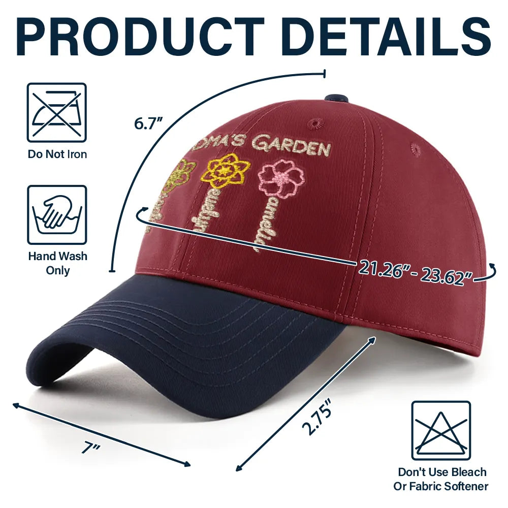 Gift For Mother,Gift For Grandma,Love - Grandma Mom Garden Birth Flowers - Personalized Embroidered Two Tone Cap