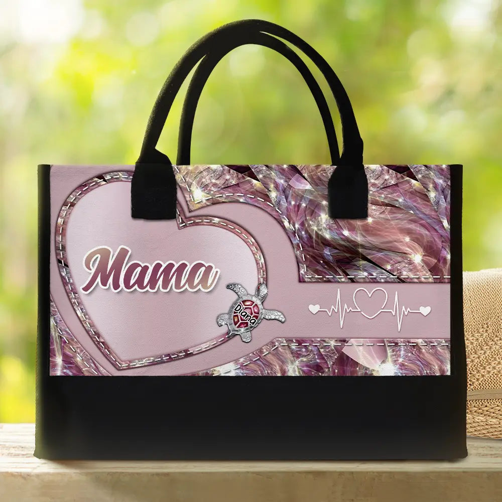 Gift For Grandma,Gift For Mother,Love - Grandma Mom's Little Turtle - Personalized Canvas Tote Bag