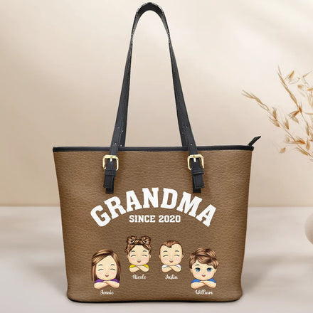 Grandma Mommy Since - Personalized Leather Tote Bag