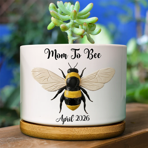 New baby,New Mom,Gift For Grandma,Gift For Mother,Happy - Grandma Mommy To Bee Pregnancy Annoucement - Personalized Ceramic Plant Pot
