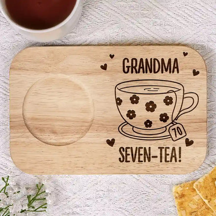 Grandma Seven-Tea - Personalized Serving Board With Cup Holder