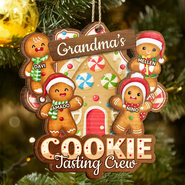 Gift For Grandma,Grandma's Hobby,Grandma,Grandkids,Happy,Christmas,Gift For Mother - Grandma's Cookie Tasting Crew - Personalized 2-Layered Wooden Ornament