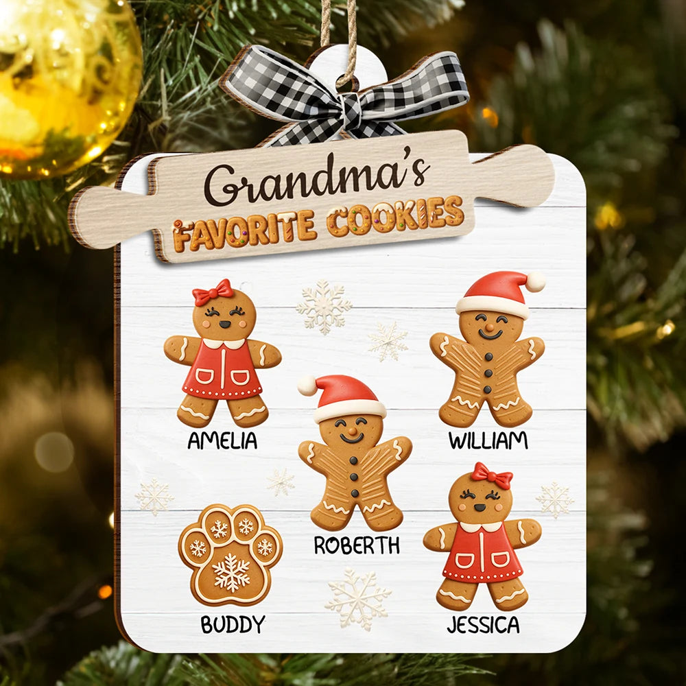 Grandma's Favorite Cookies 3D Effect - Personalized 2-Layered Wooden Ornament