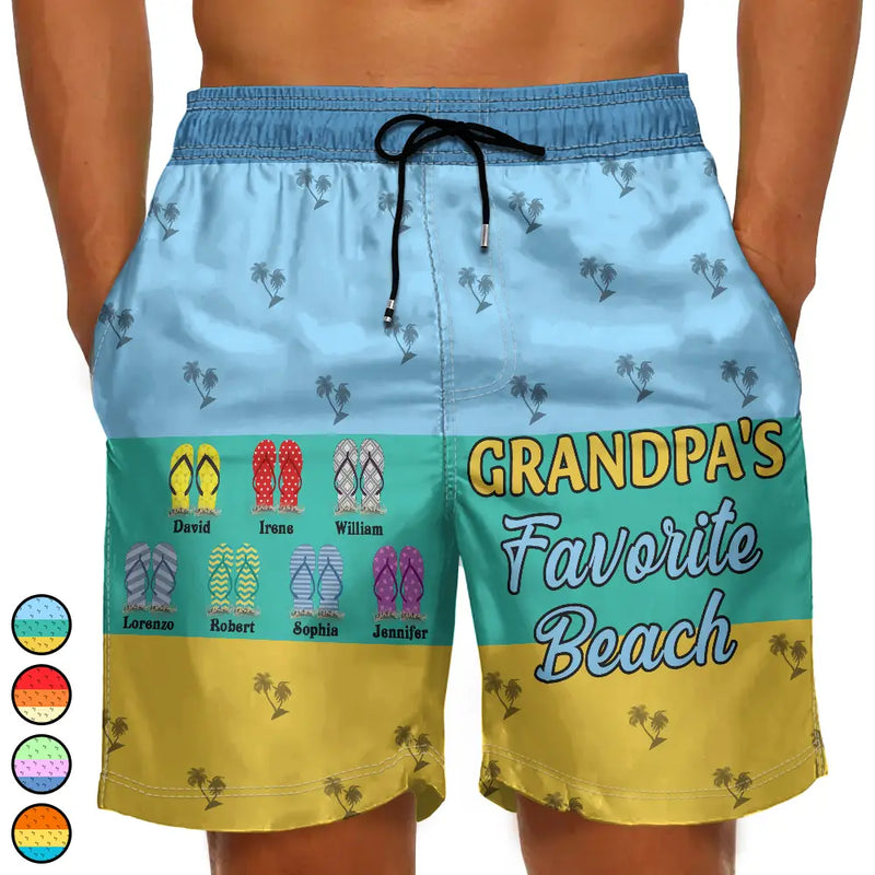 Gift For Yourself,Gift For Men,Gift For Grandpa,Gift For Father,Summer,Beach - Granpa's Favorite Beach - Personalized Unisex Beach Shorts