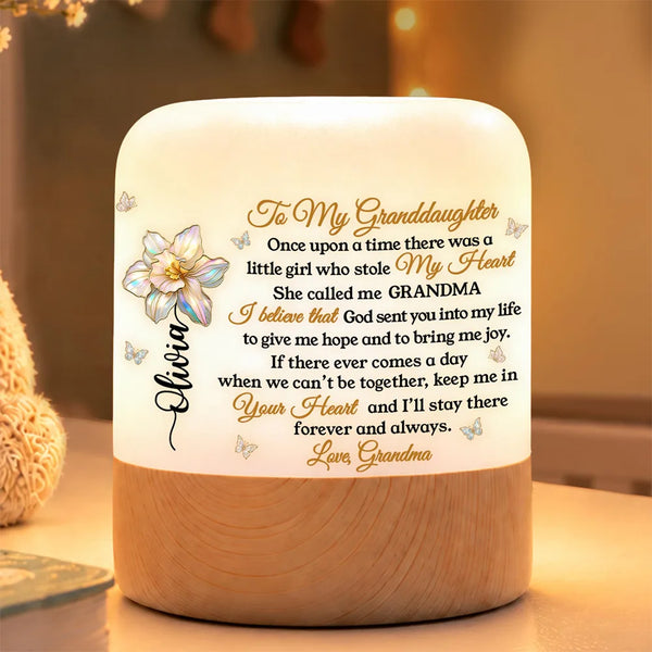 Gift For Granddaughter,Gift For Grandkids,Gifts For Her,Icon,Sentimental - Birthday Gift For Granddaughter - Personalized Name And Birth Flower Keep Me In Your Heart Touch Night Light